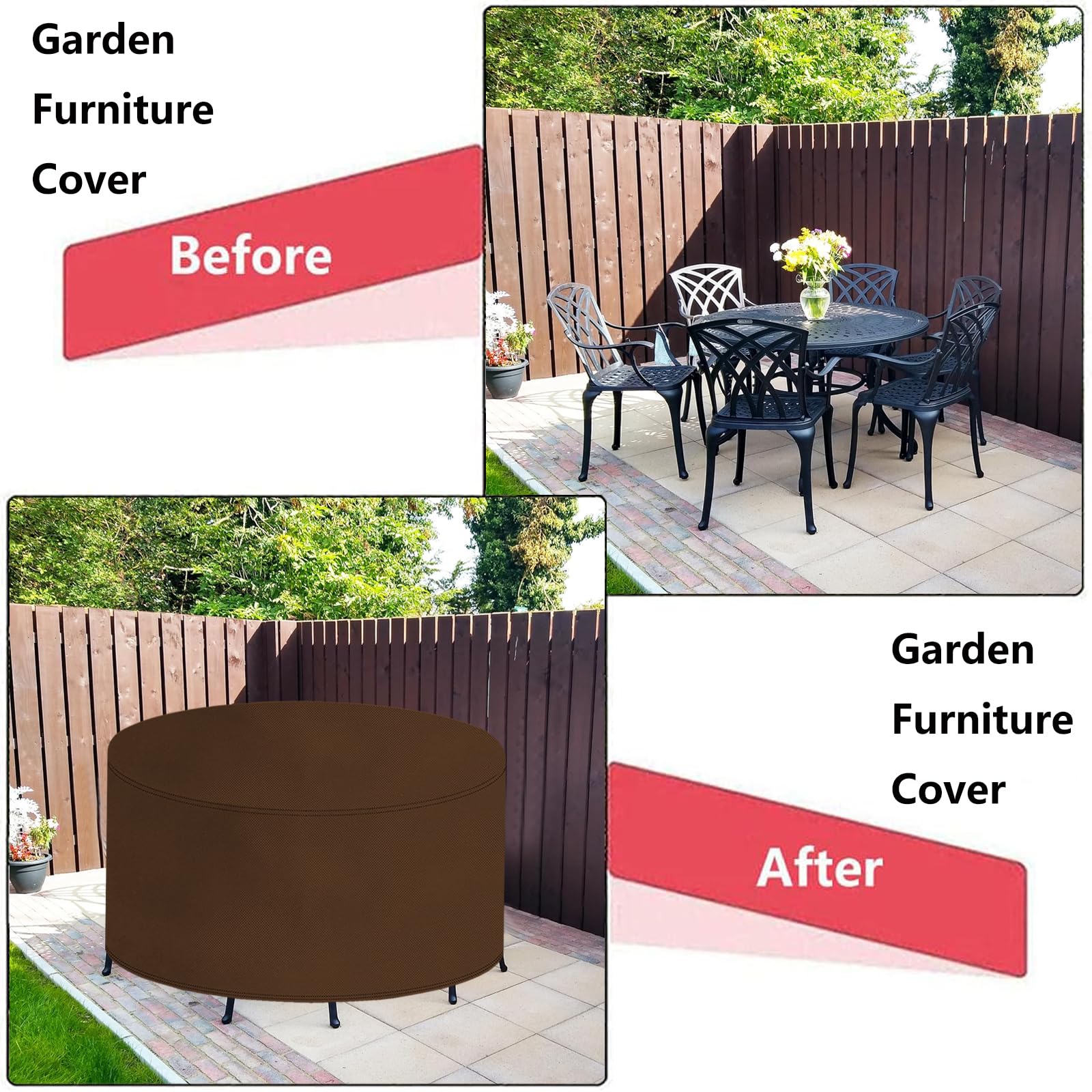 Copertura Per Tavolo Da Giardino Rotondo - Telo Impermeabile 600D, Anti-UV, 120x80cm, Con Fibbie - Foto 6