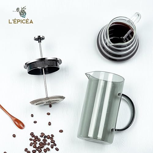Miniatura 4 de L'ÉPICÉA Cafetera de prensa francesa de 34 onzas, prensa francesa, prensa de café, resistente al calor, cafetera de prensa francesa de vidrio de