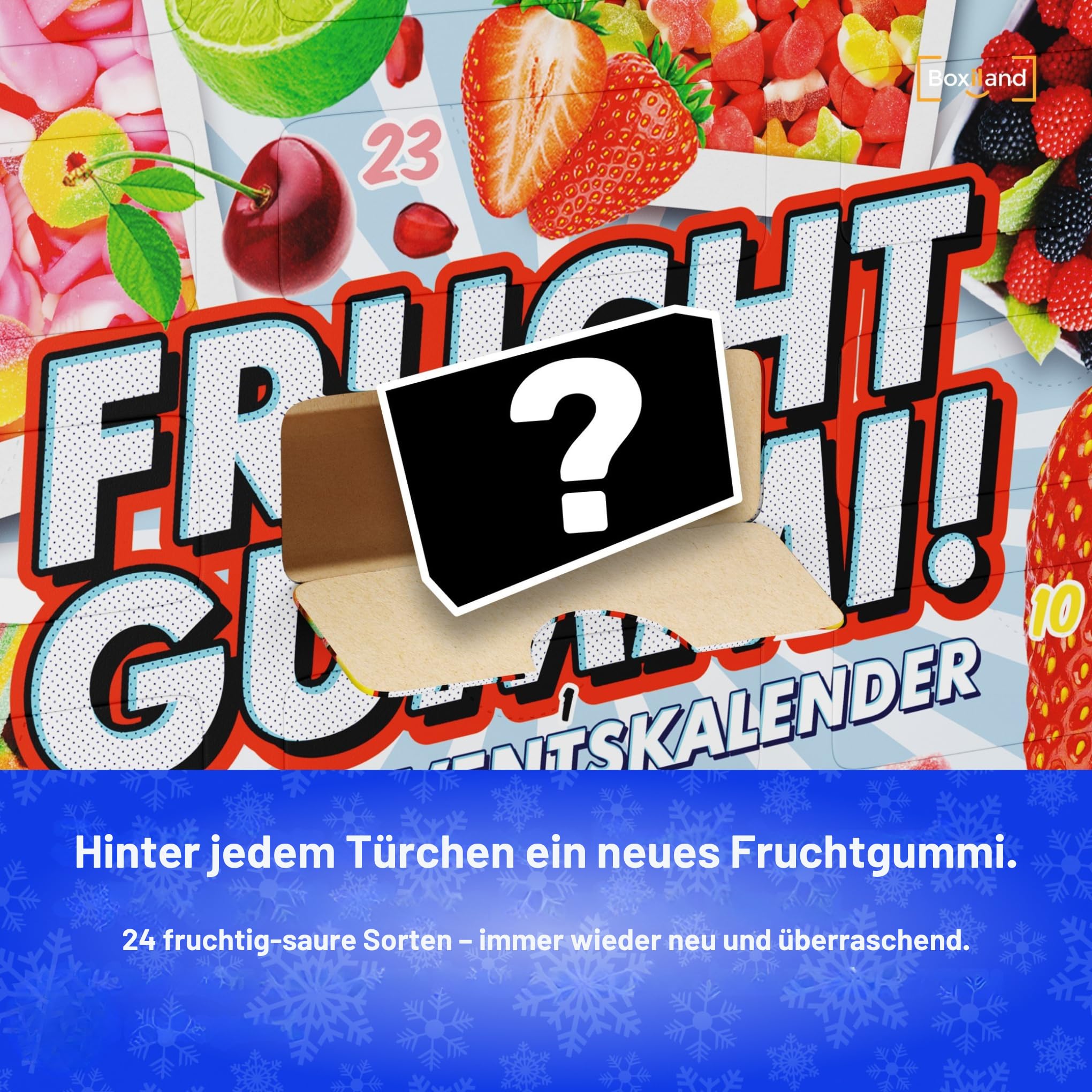 BOXILAND® Fruchtgummi Adventskalender 2026 – 24 Sorten süß & sauer Naschbox | 24 Sorten Fruchtgummi süß & sauer – bunte Naschvielfalt, handverpackt als Geschenk für die ganze Familie