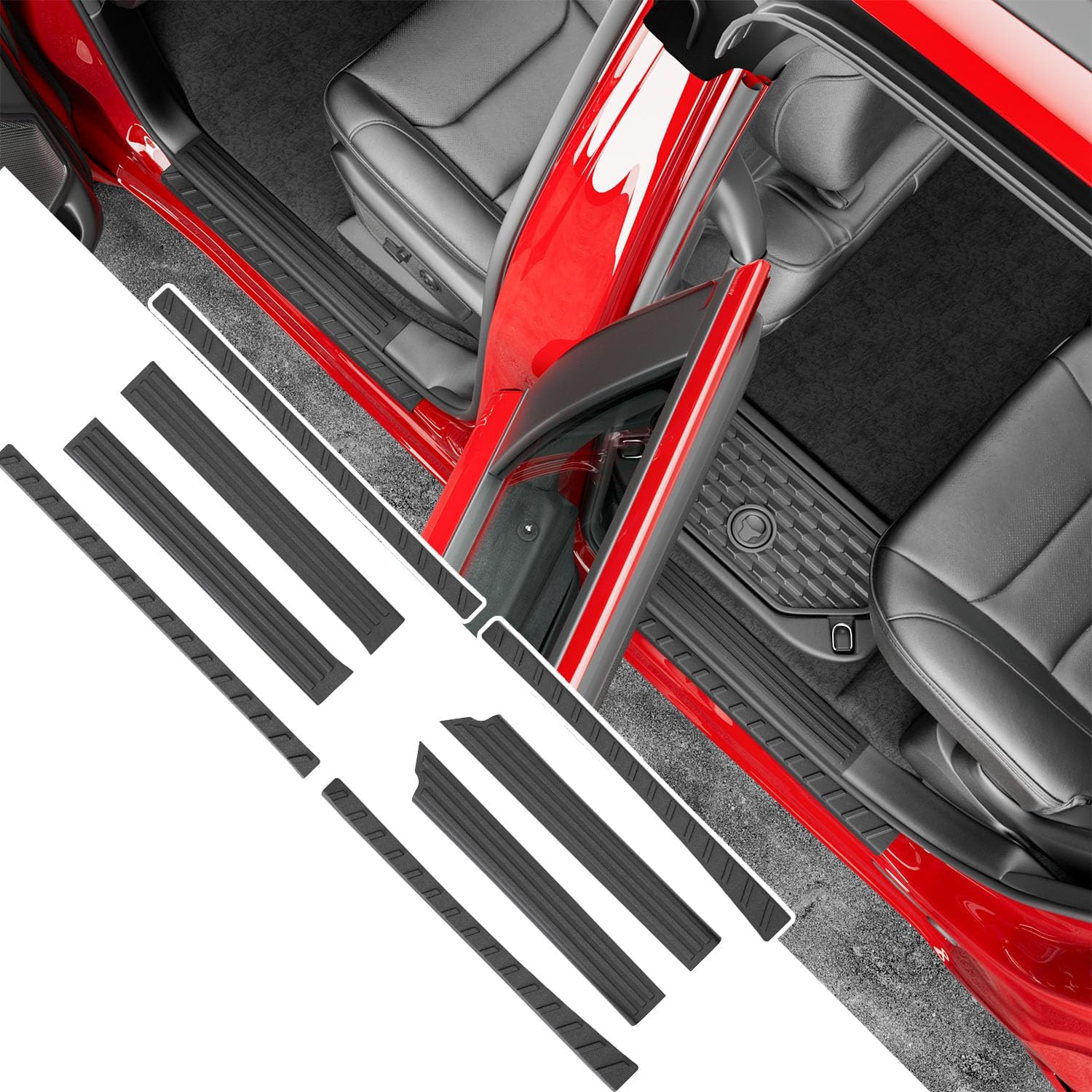 powoq 8Pcs Door Sill Protectors Compatible with 2019-2026 Dodge Ram 1500 Door Sill Guard Threshold Protector Entry Guard Replacement for 2019-2026 Dodge Ram 1500 Accessories