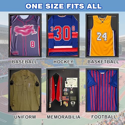 Miniatura 3 de Estuche de exhibición con marco de jersey, grande, con cerradura, caja de sombra con 98% acrílico protegido contra rayos UV y colgador para béisbol,