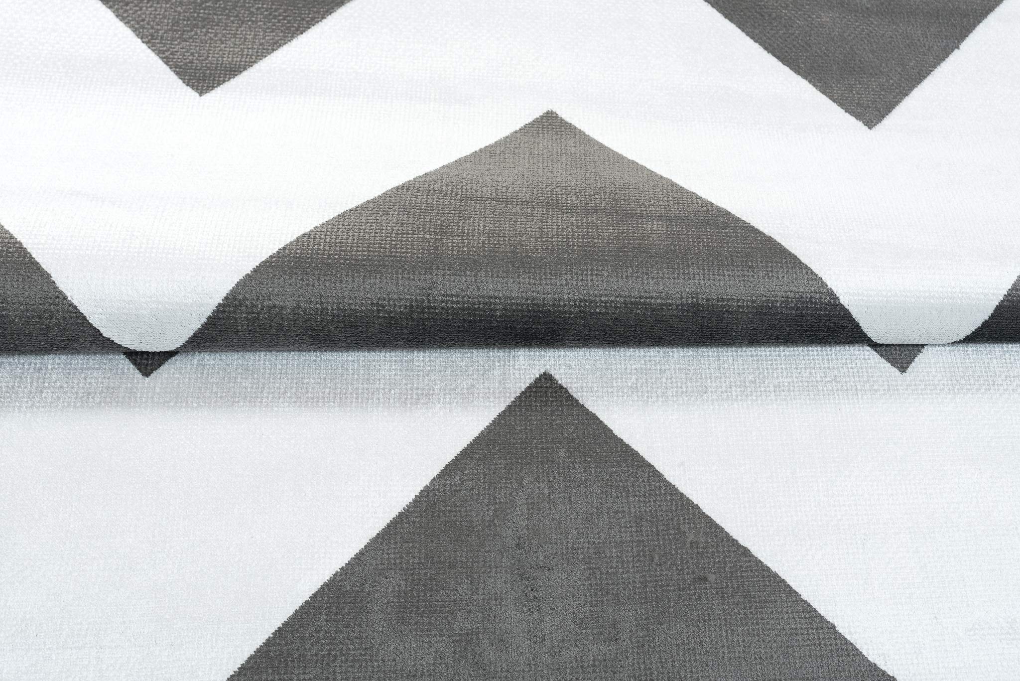 Tapiso Jafar dywan do salonu, cienki, nowoczesny, krótkie runo, geometryczne paski, Zig Zag kremowy, czarny, antracyt, do jadalni, płaskie runo, wiskoza, 160 x 230 cm