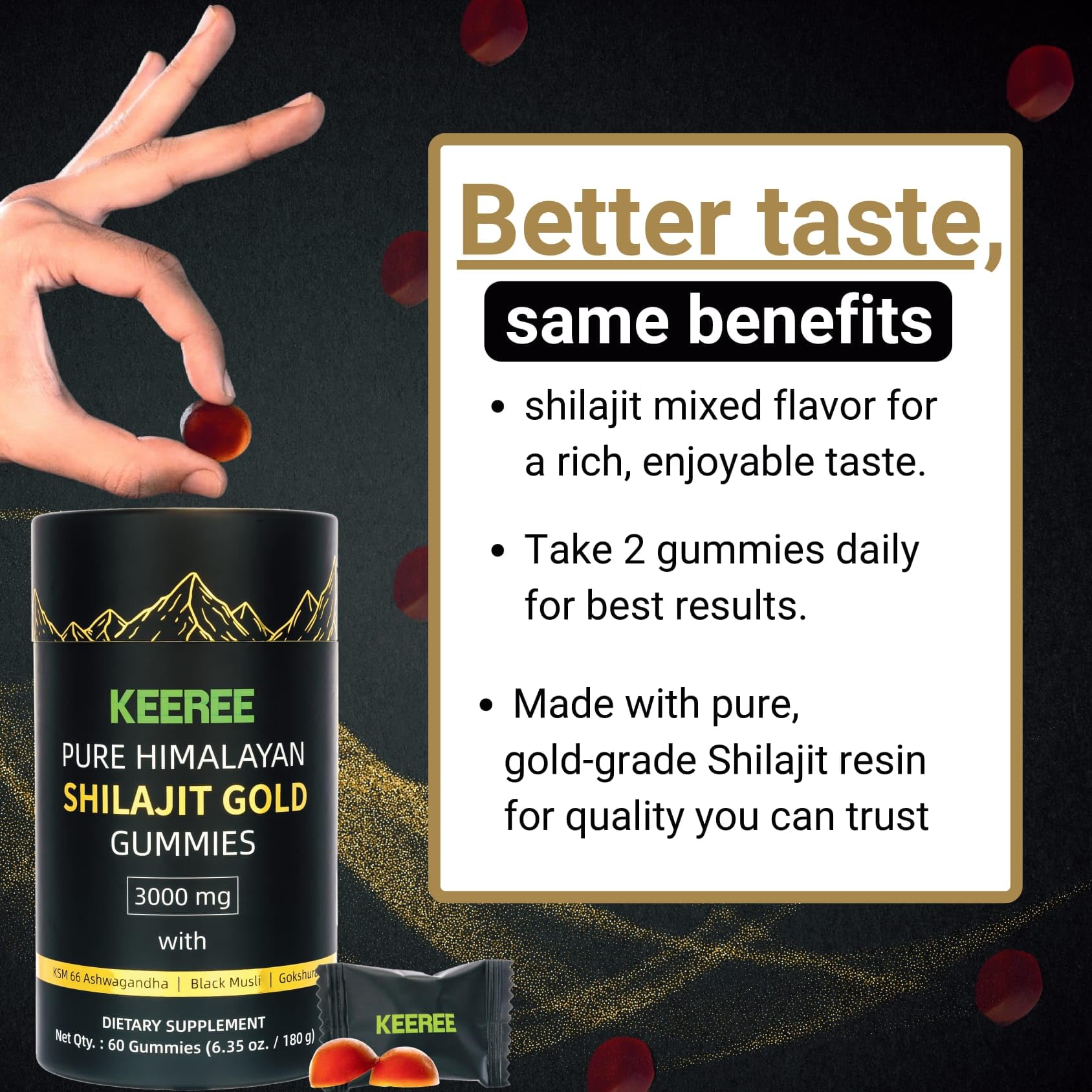 Gomme Shilajit Himalayano Puro Con Ashwagandha - 60 Capsule - Supporto Immunitario
