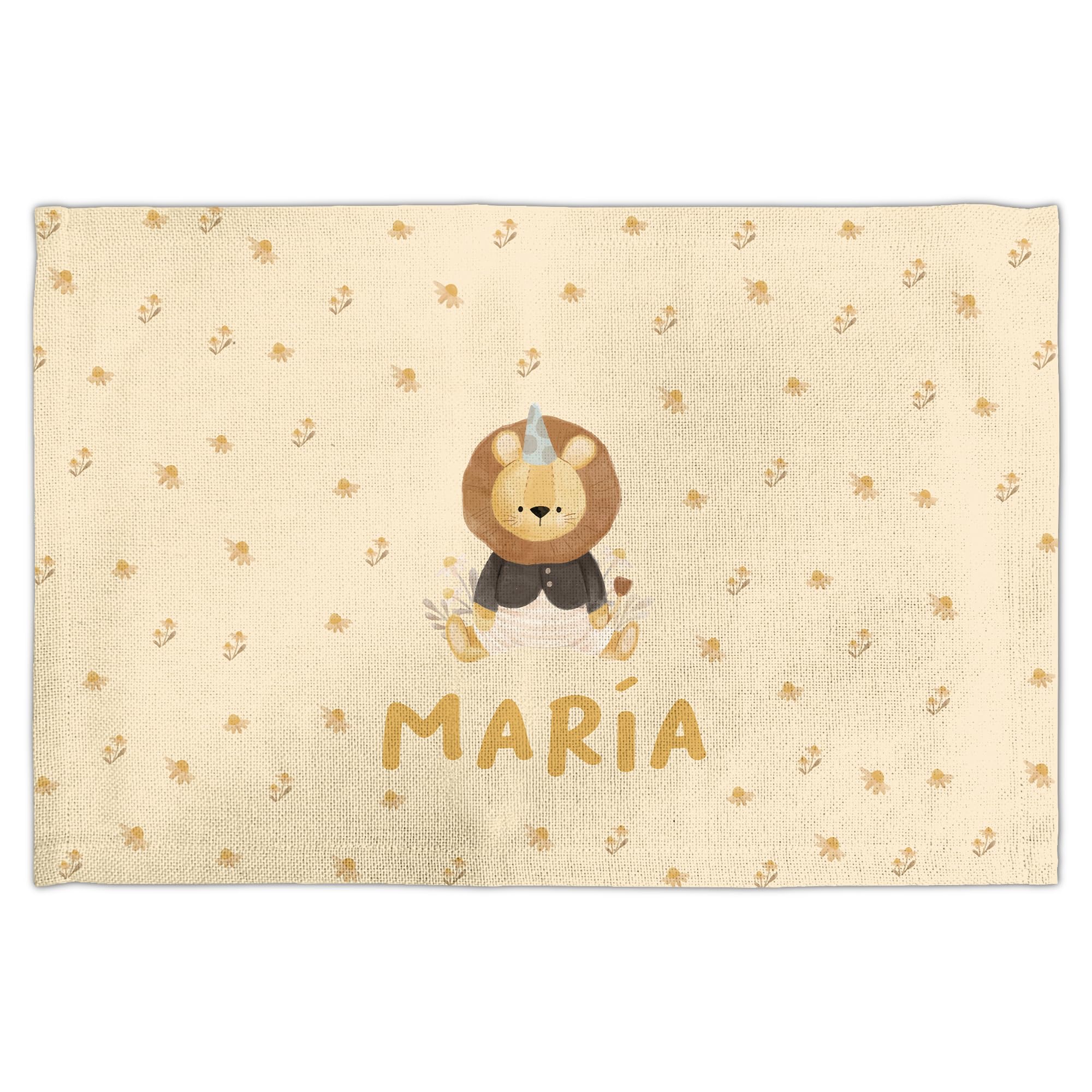 LolaPix Salvamanteles. Mantel Individual Infantil. Mantel Personalizado. Mantel Tela. Rectangular 30x45 cm. Varios diseños. León Flores