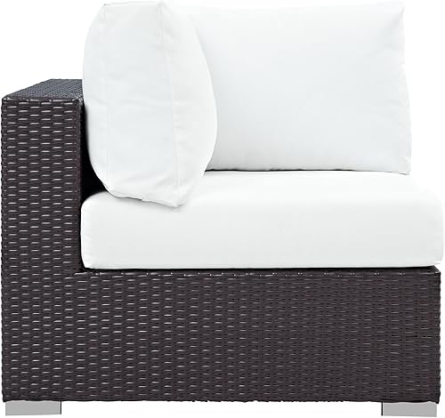 Miniatura 3 de Modway Convene mimbre mimbre patio al aire libre sofá seccional asiento de esquina en color blanco espresso