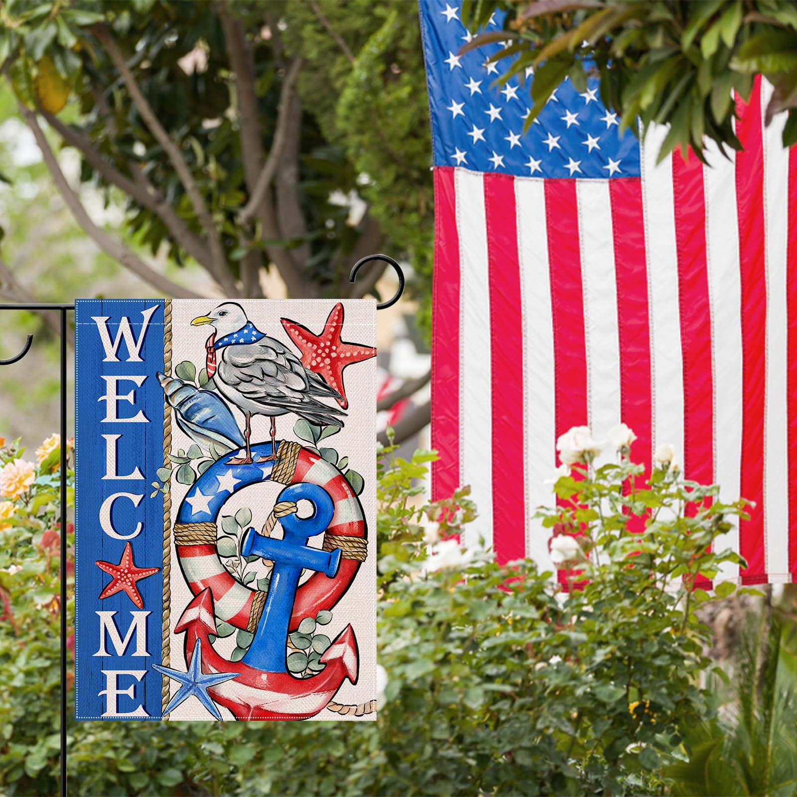 Gartenflagge "Welcome 4th Of July" Mit Hundepfoten-Muster, 32 X 46 Cm - Patriotische Deko Für Unabhängigkeitstag & Sommer