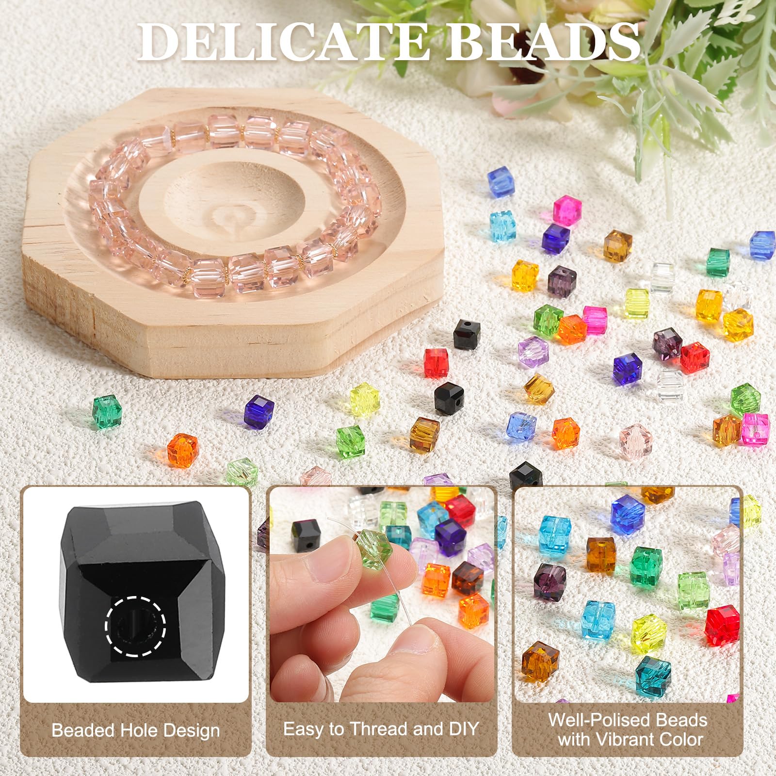 PATIKIL 100 Pcs Black Square Glass Cube Beads, 6mm - Image 3