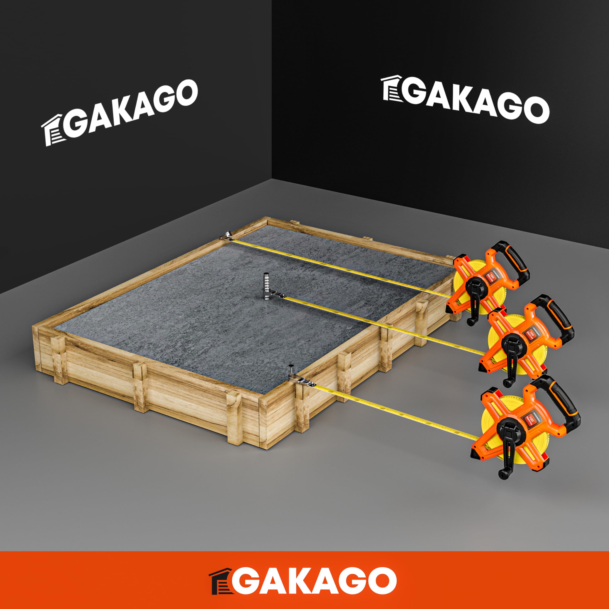 Gakago cinta métrica 100m - Métrica enrollable 3 pliegues - Palanca plegado - Mango ergonómico antideslizante - Rollo punta marcadora