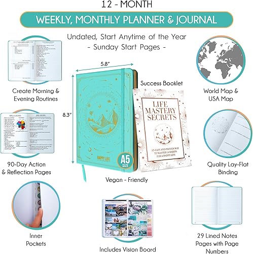 Miniatura 2 de Agenda de maestría de la vida un viaje de 12 meses para aplastar tus objetivos, aumentar la productividad, la pasión, el éxito y la felicidad,