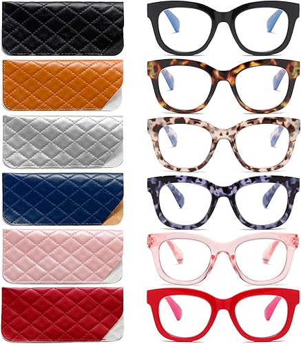 Gafas de lectura de gran tamaño para mujer, paquete de 3 unidades con bloqueo de luz azul, lectores de bisagra de resorte para computadora