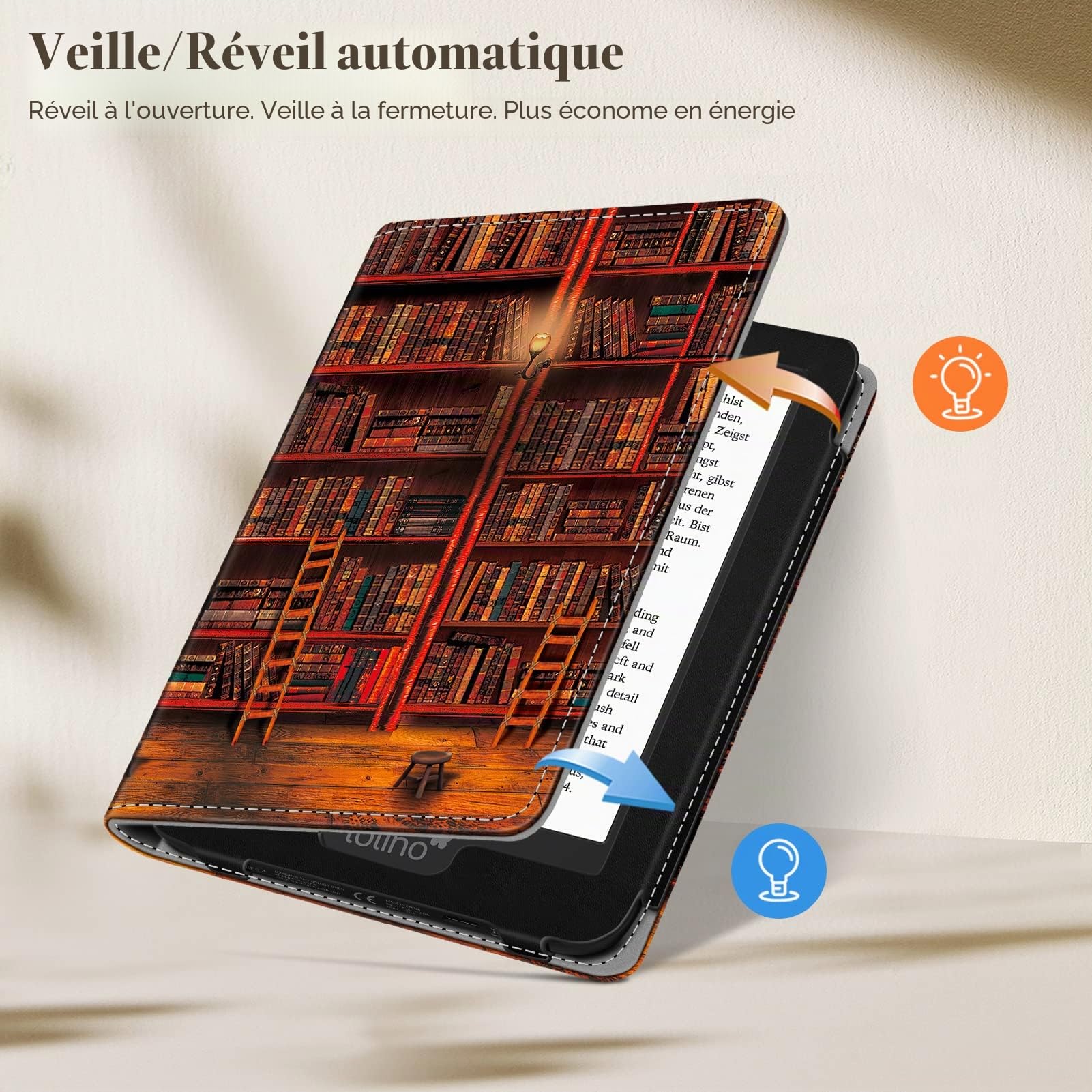 FINTIE Étui Compatible avec 6” Kobo Clara Colour/BW 2024 et Kobo Clara 2E 2022 - Coque Liseuse Housse avec Béquille, Fente pour Carte et Dragonne, Bibliothèque