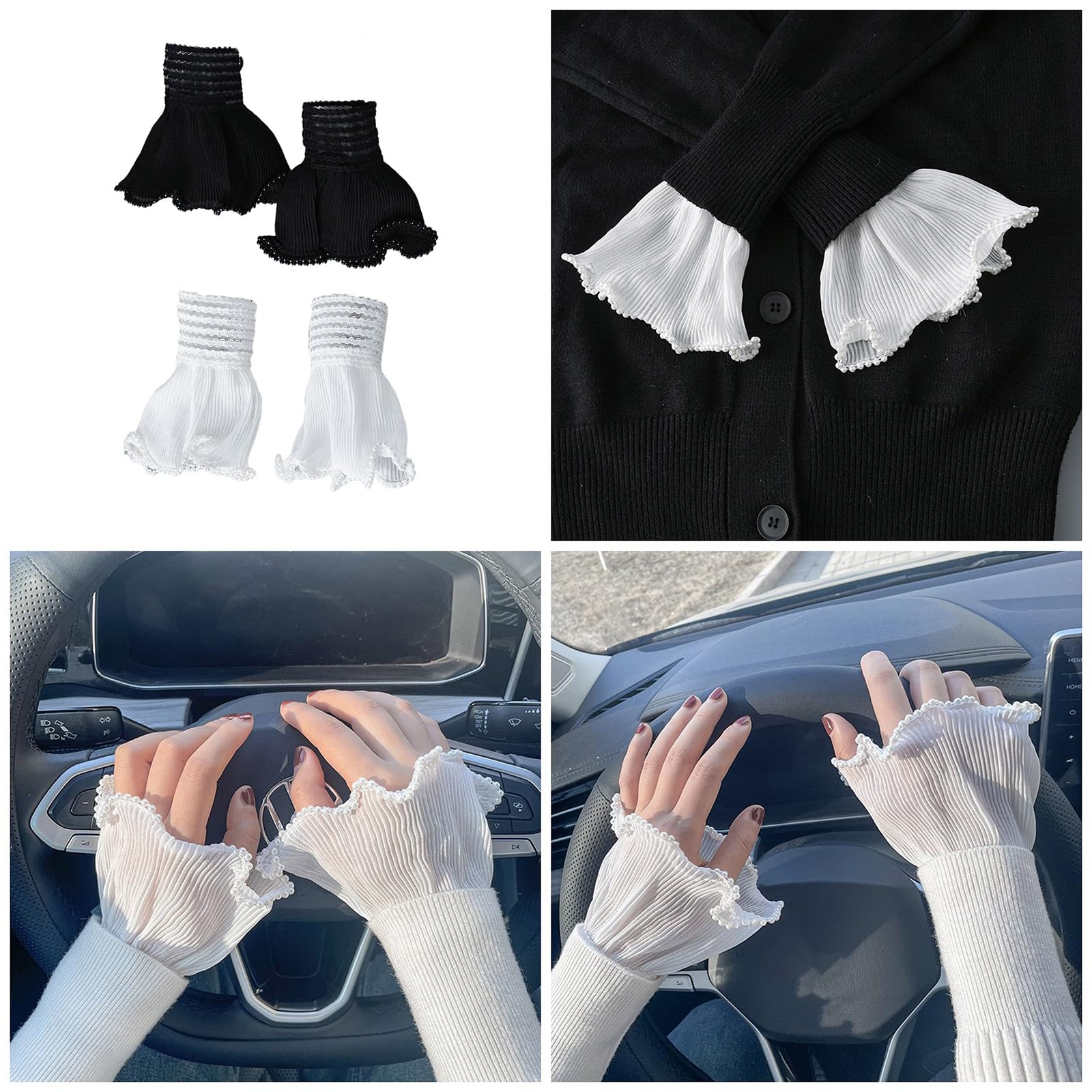 Elaborate Detachable Sleeves Cuffs White Women Lace Wedding Flounces Ruffled Paired Wrist Warmer Ruffled For Sweater