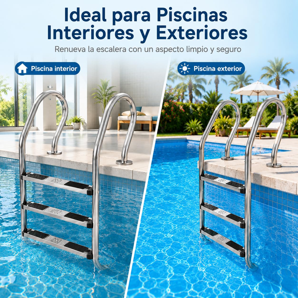 Pack de 3 Peldaños de Recambio para Escalera de Piscina