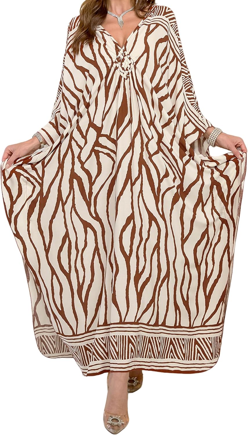 Womens Kaftan Dress V-Neck Beach Cover Swimsuit Lightweight Mumu Loungewear Home Caftan