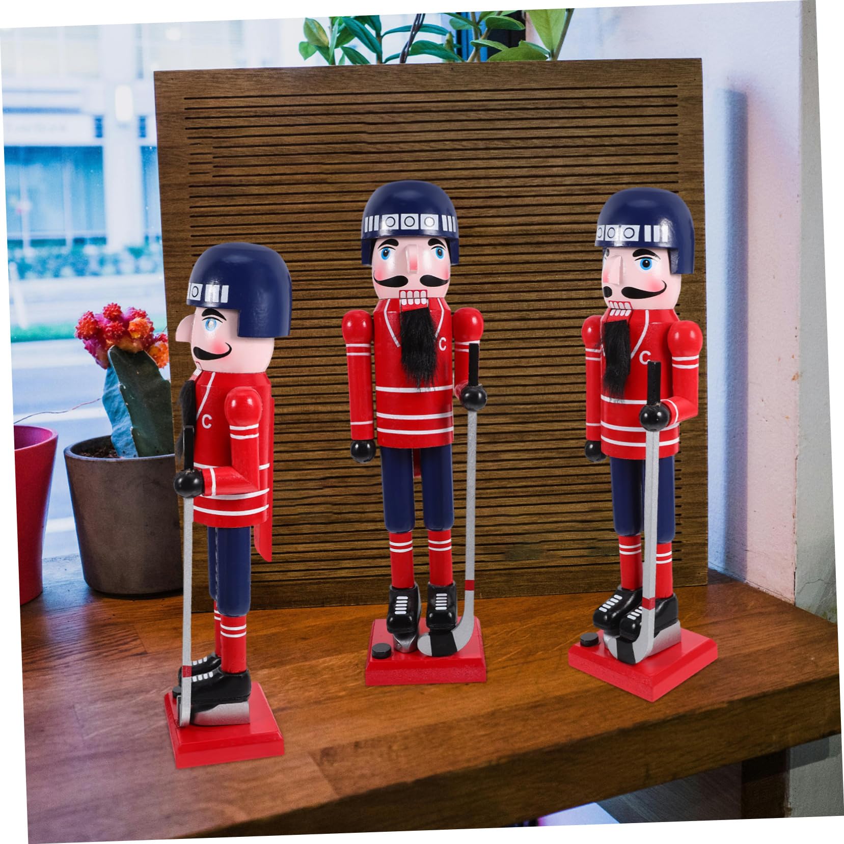 Figura Madera Decoración Mesa Navidad Temática Deporte para Adornos Festivos Hogar