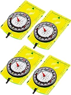 Gejoy 4 Pieces Navigation Hiking Compass Orienteering Backpacking Compass Waterproof Map Reading Compass for Boy Scout Kids Outdoor Camping