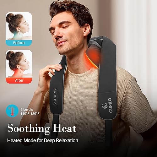 Miniatura 2 de Masajeador de cuello Shiatsu con calor - 2025 actualizado HSA elegible por la FSA, masajeador de cuello inalámbrico para aliviar el dolor con