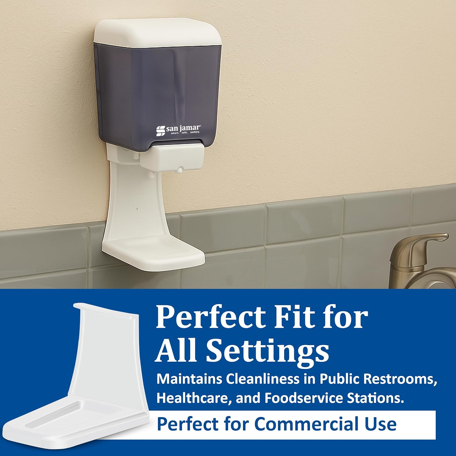 San Jamar Classic Soap Dispenser Drip Tray, Plastic, Wall Mounted, White (Pack of 6)