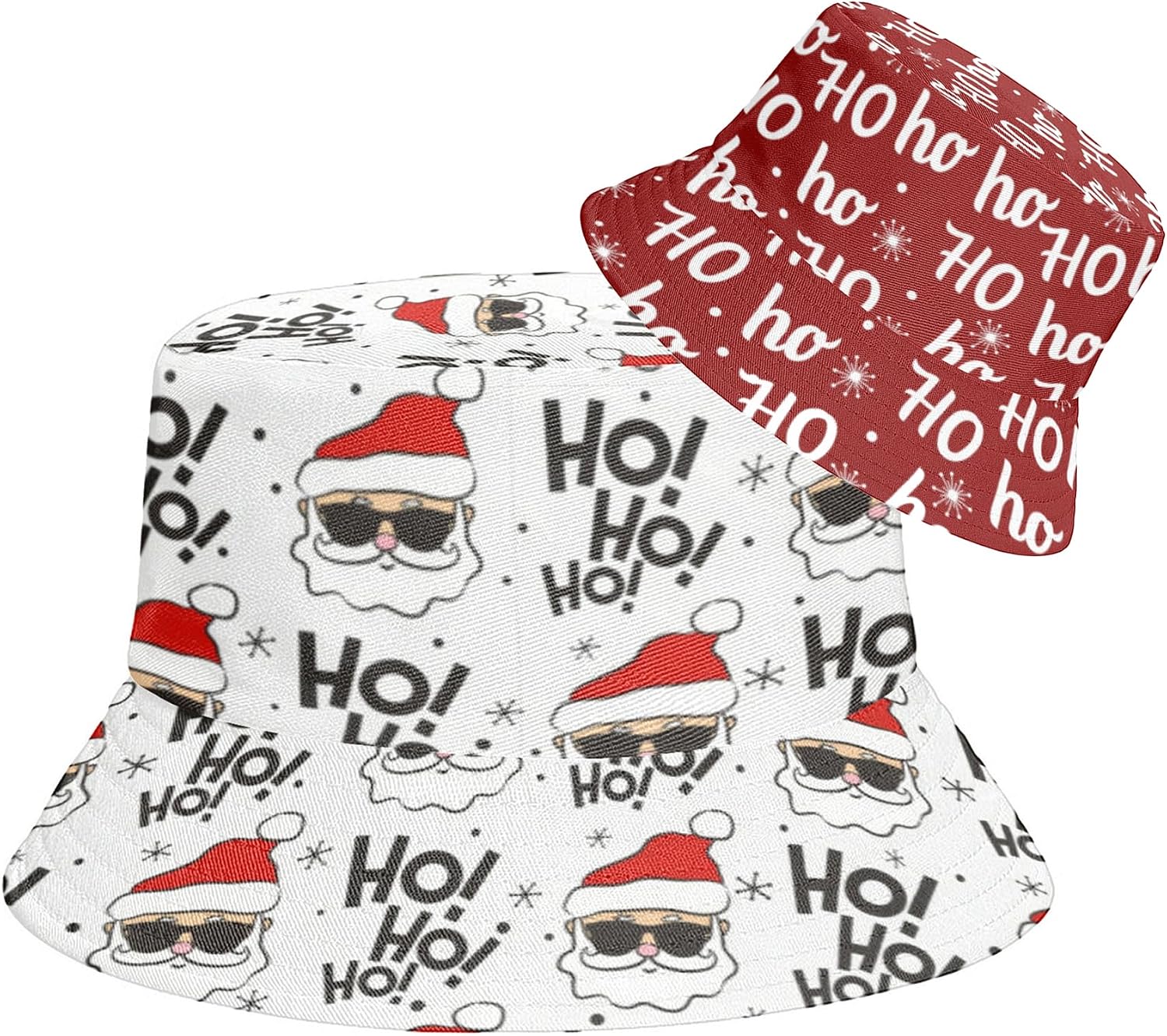 ​Funny Reversible Bucket Hats for Halloween & Christmas, Women and Men's Packable Outdoor Sun Cap Fisherman Hat