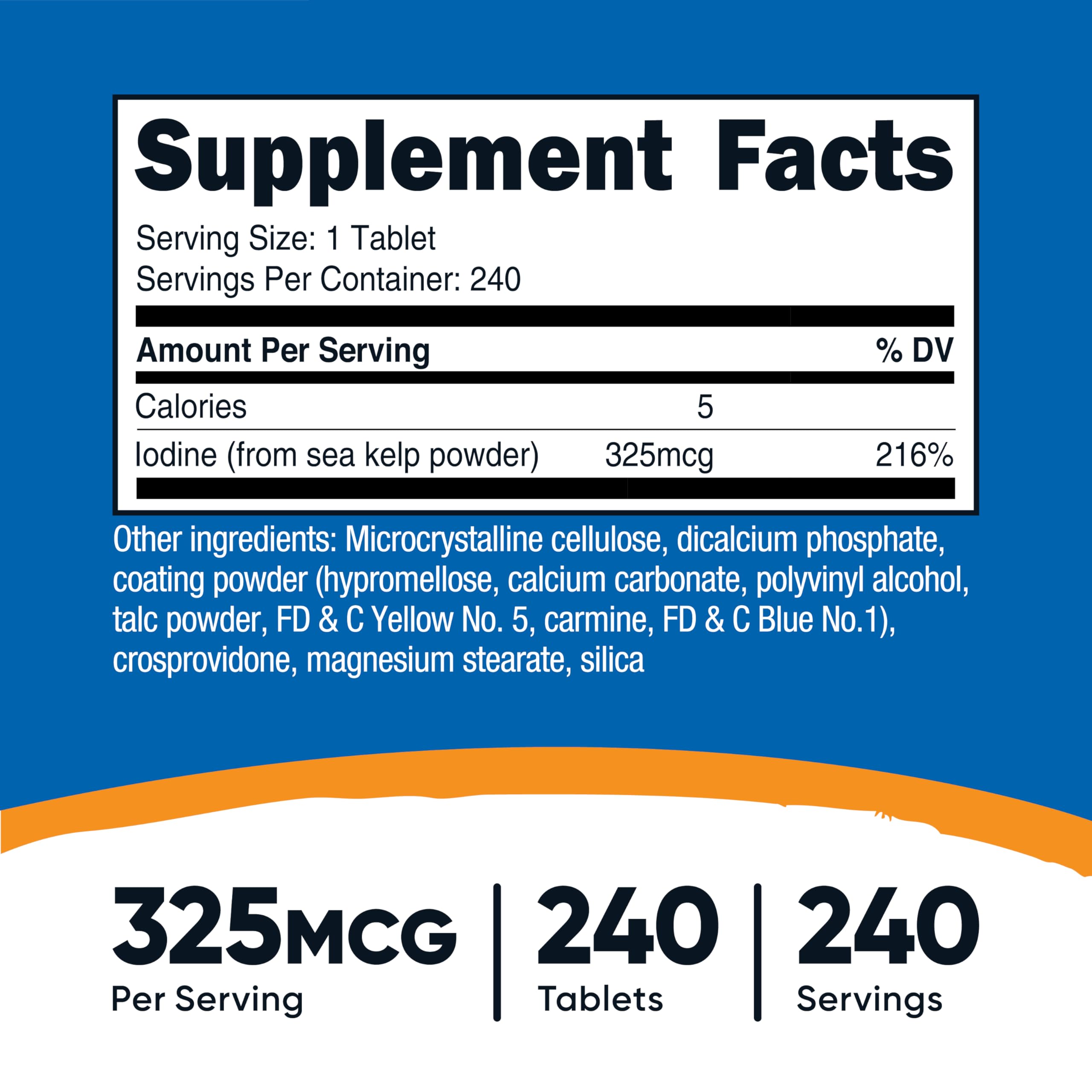 Nutricost Iodine (Natural Iodine from Sea Kelp) 325mcg, 240 Tablets — Amazon image 2