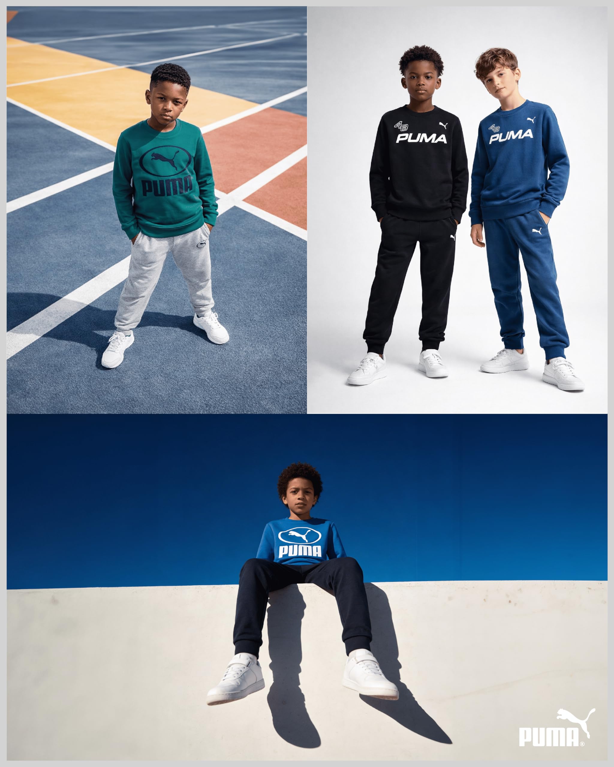 PUMA Ensemble 2 pièces de survêtement en polaire douce à col rond pour garçon et pantalon de jogging pour enfants (4-16)