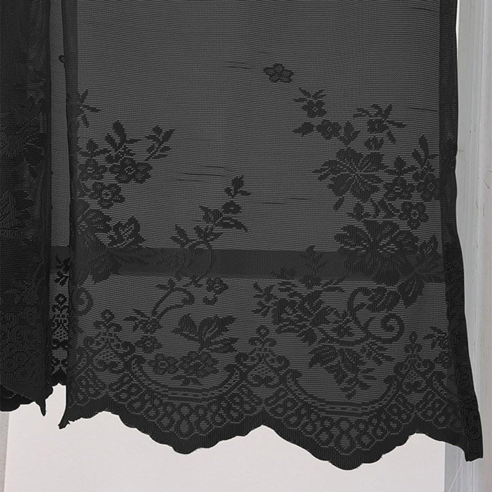 Tende corte in pizzo per finestre piccole, 137 x 61 cm, motivo floreale ricamato, semi-velato, decorative per casa, cucina, balcone (beige)