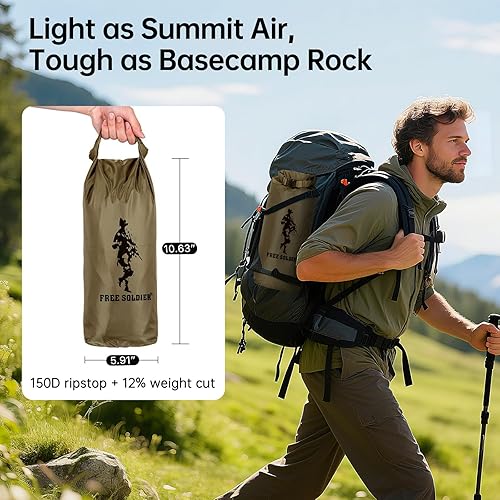 Miniatura 5 de FREE SOLDIER Lona portátil impermeable multifuncional para acampar al aire libre, toldo de viaje, lona para mochileros, lona de lluvia (marrón