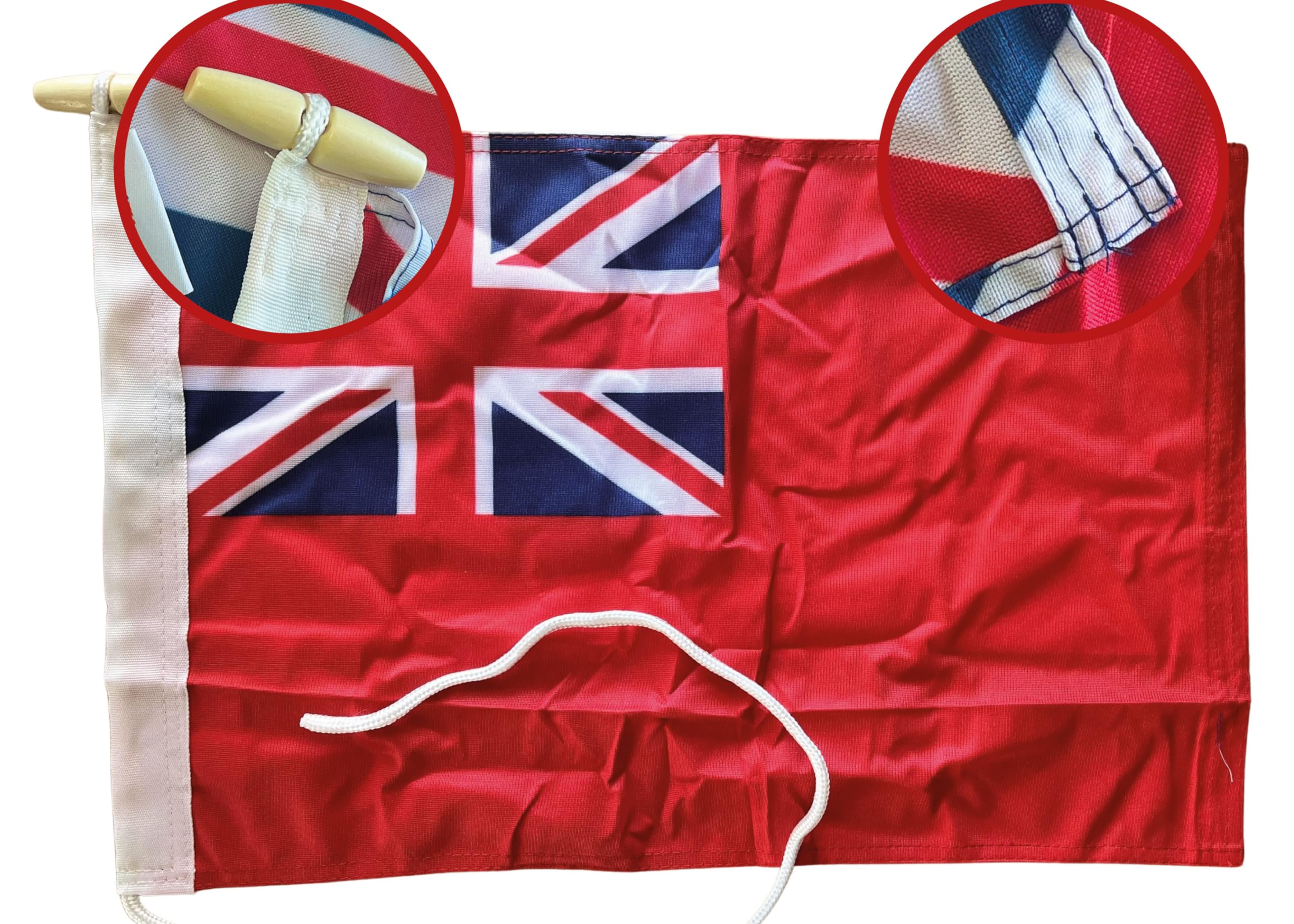 NWFlags Red Ensign Flag 150d Nylon Rope & Toggle 18" x 12", Multi