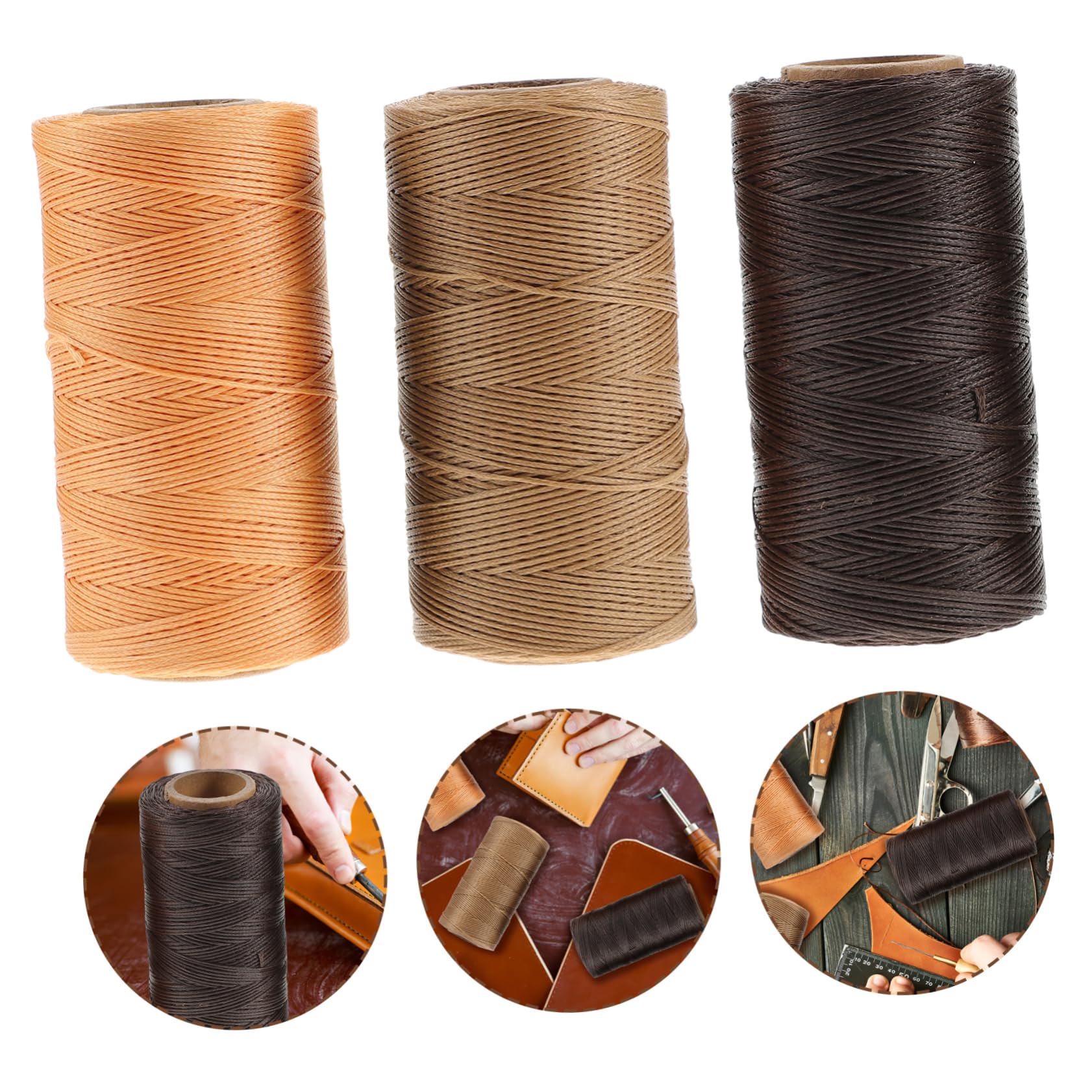Gadpiparty 3pezzi Filo Cerato Per Cucire in Pelle Cordino Per Cucito Mano Filo Cerato Piatto Per Artigianato Cucito Pelle Speciale Resistenti e Durevoli Per Borse Scarpe Braccialetti