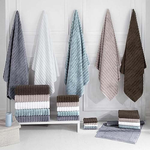 Miniatura 6 de Classic Turkish Towels - Juego de 6 toallas de lujo de la colección Brampton acanaladas de 100% algodón turco, de secado rápido, suaves y