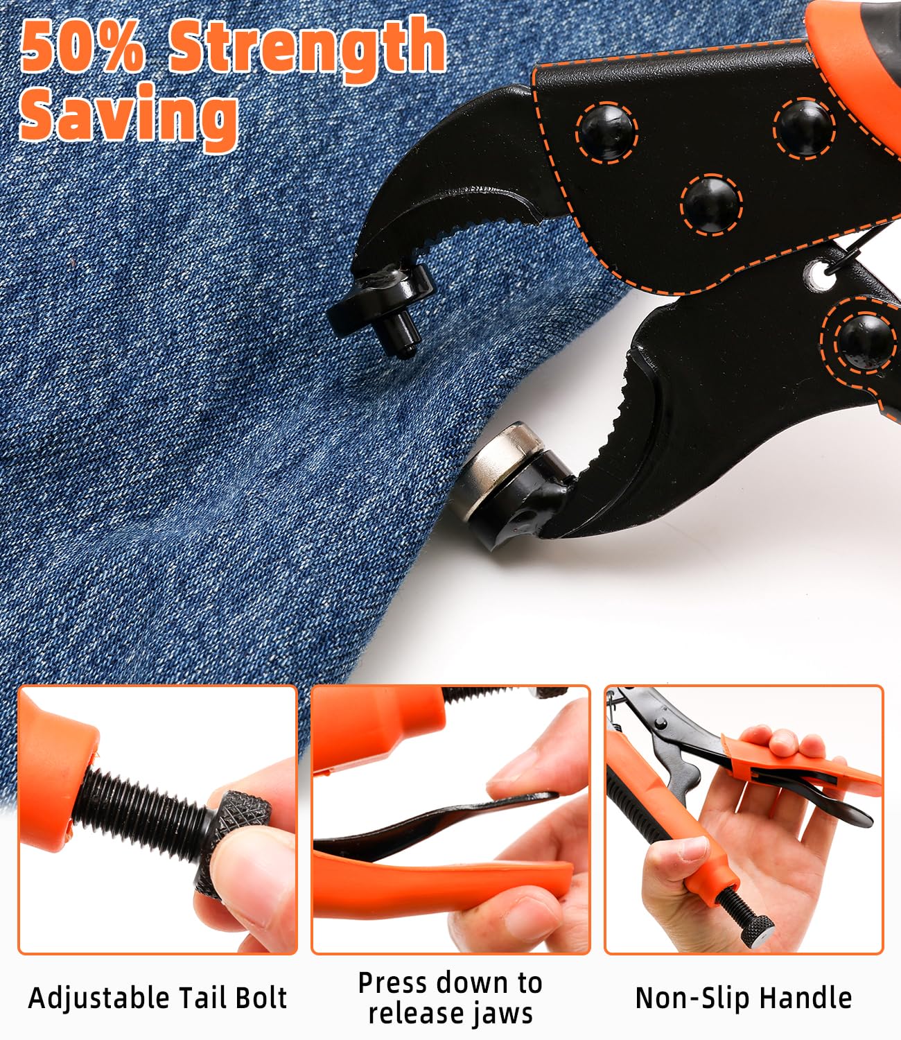 Pinza Per Bottoni Automatici A Pressione, Contiene 3 Stampi Magnetici e 60 Set Di Bottoni a Pressione Metallo Da 15 mm Per Riparazione Di Coperture Di Barche, Tela, Cuoio, Cucito, Teloni