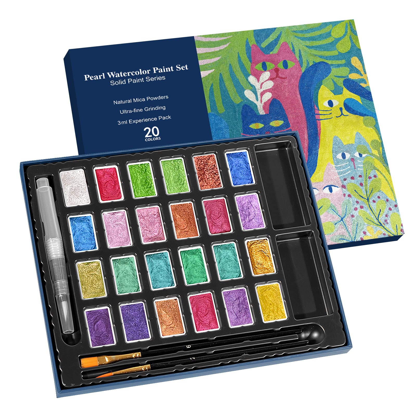 Shifting Watercolor Paint Set - 20 Colors, Metallic & Glitter -16