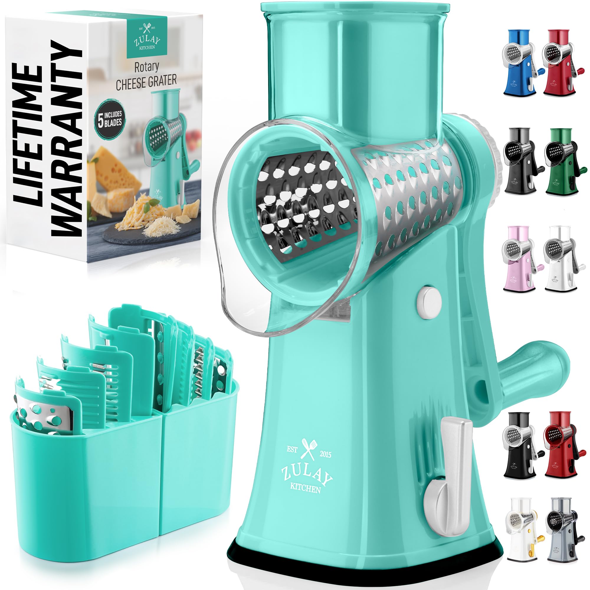 Amazon.com: Zulay Kitchen Rotary Cheese Grater 5 Blade Cheese