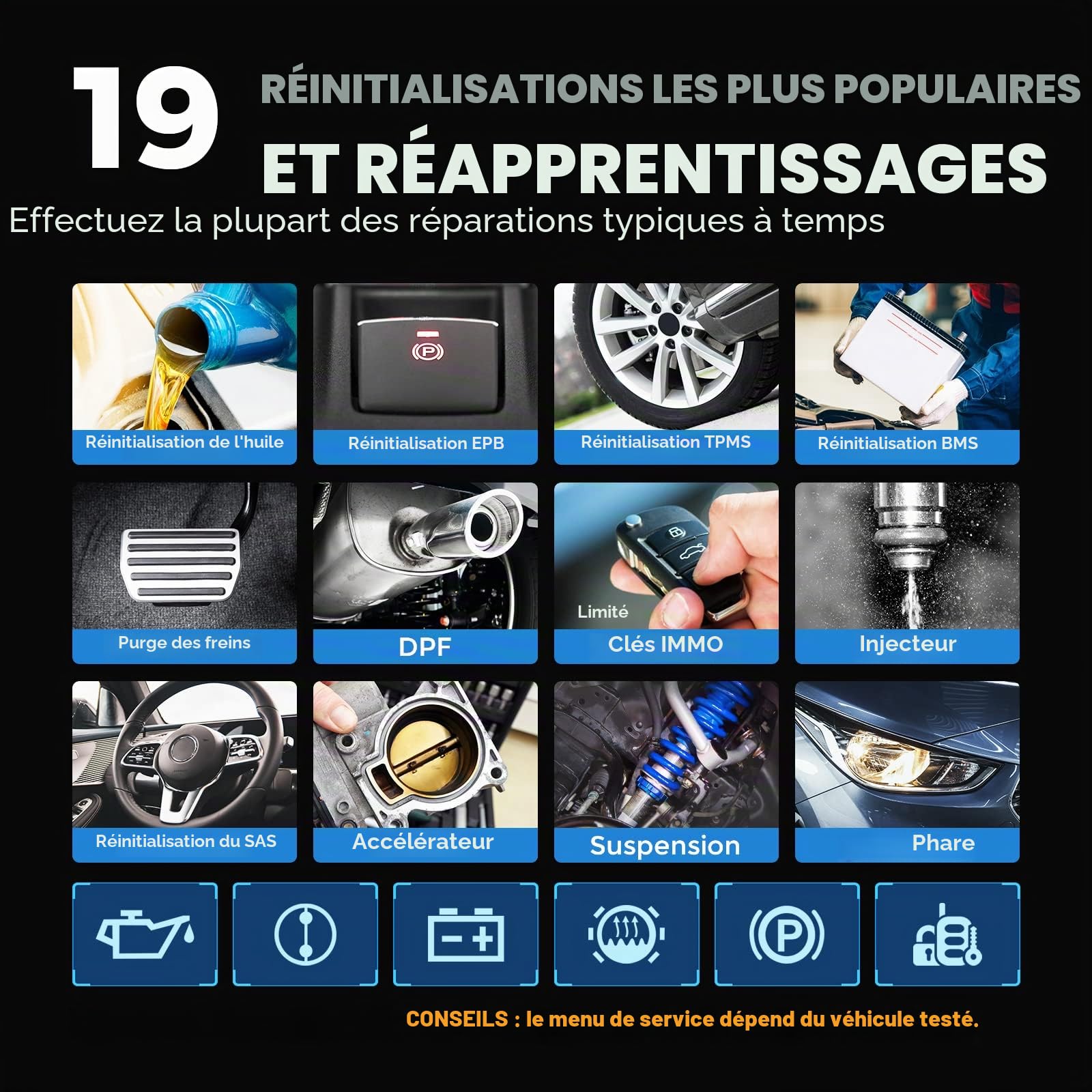 Autel AP200 Adaptateur Diagnostic Auto OBD2 Bluetooth pour Tous les Systèmes avec Codage d’Injecteur, AutoVIN, Service IMMO, RAZ de l'Entretien / EPB / BMS / SAS / TPMS / FAP Adapté pour Bricoleurs