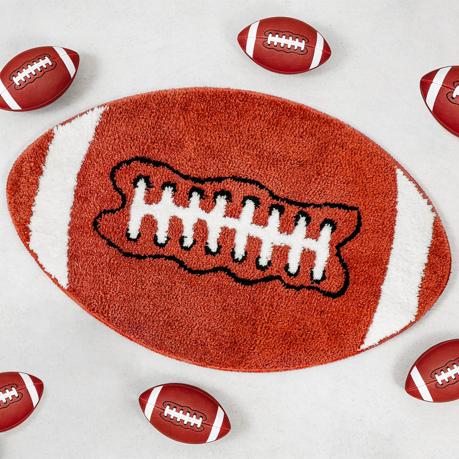 Meetory Football Rug, 32” × 20” Football Room Decor, Rug for Boys Room, Slip-Resistant, Machine Washable. Suitable for Bathroom, Living Room, and Bedroom