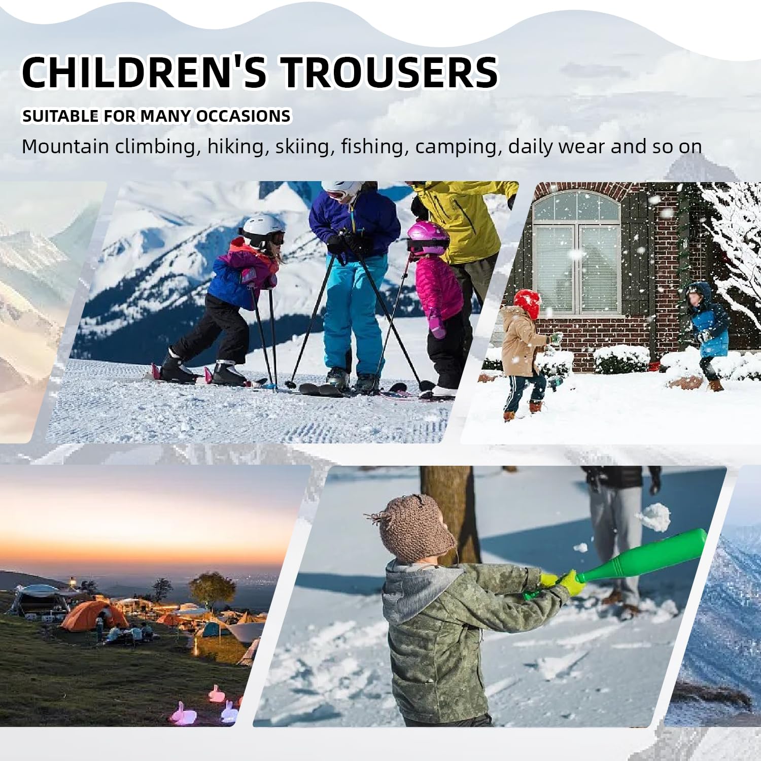 SUKUTU Pantaloni Softshell da Bambino Pantaloni Invernali da Sci Foderati Antivento Ragazzi e Ragazze Pantaloni da Trekking sulla Neve