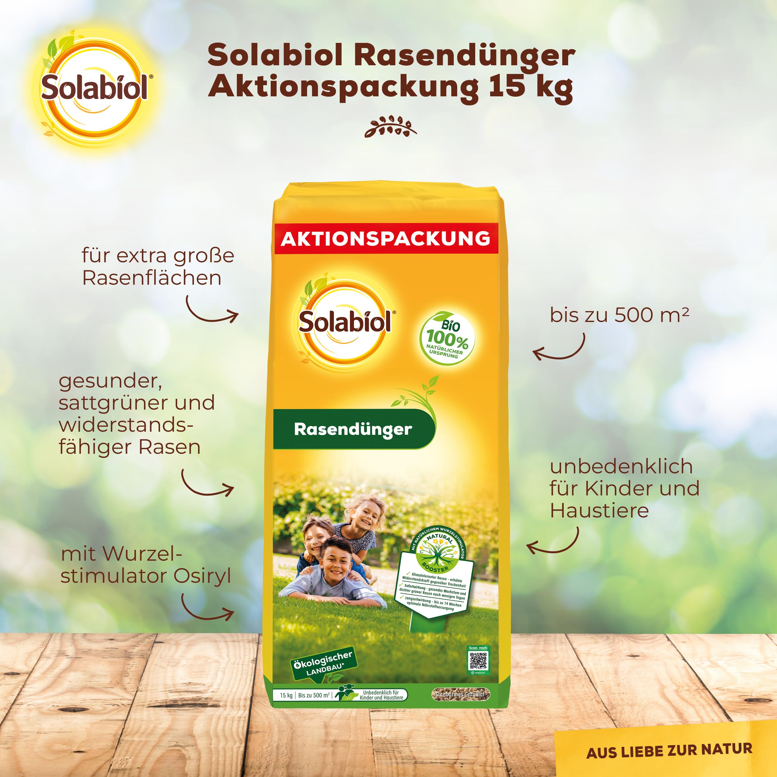 Solabiol Bio Rasendünger - 15 Kg Für 500m² Mit 120 Tage Langzeitwirkung