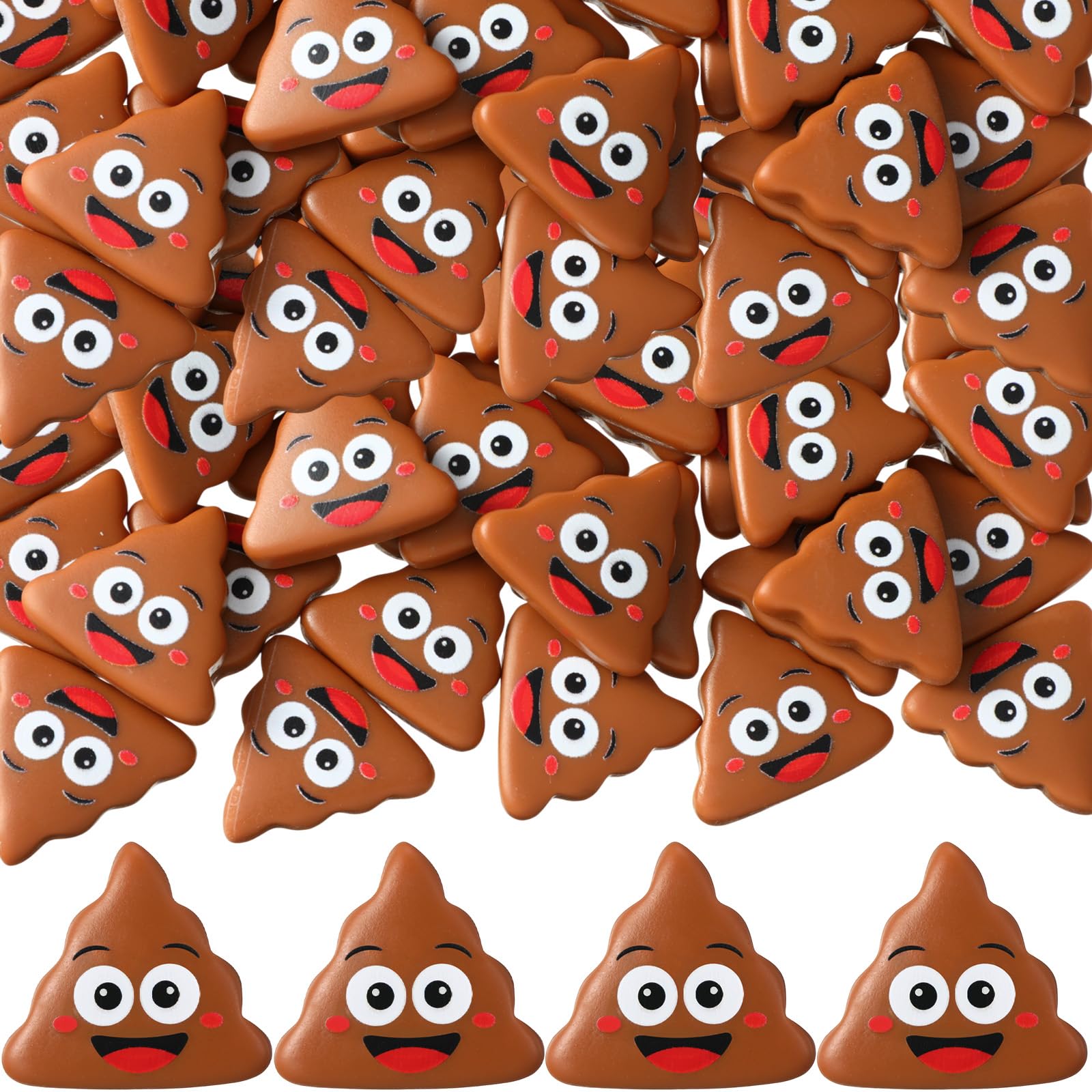 Soaoo 50 Pcs Mini Resin Poop Figures Tiny Poop Figurines Bulk Mini Expression Fake Poo Statue for Miniature Landscape Prank Hide Seek Goodie Bags Piñata Stuffers Supplies Gifts Desktop Decoration