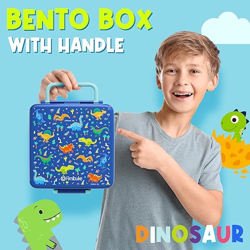 Miniatura 7 de Fimibuke Lonchera Bento para niños, a prueba de fugas, con 4 compartimentos, sin BPA, apta para lavavajillas, con utensilios, tamaños de porciones