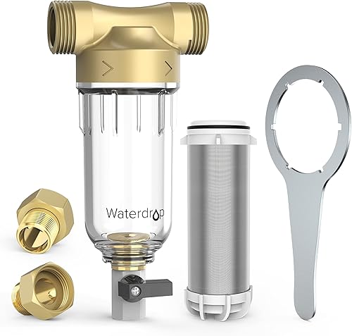 Waterdrop Filtro de sedimentos filtro de agua giratorio filtros de agua para toda la casa para agua de pozo 50 micras atrapa arena sin BPA 1 pulgada