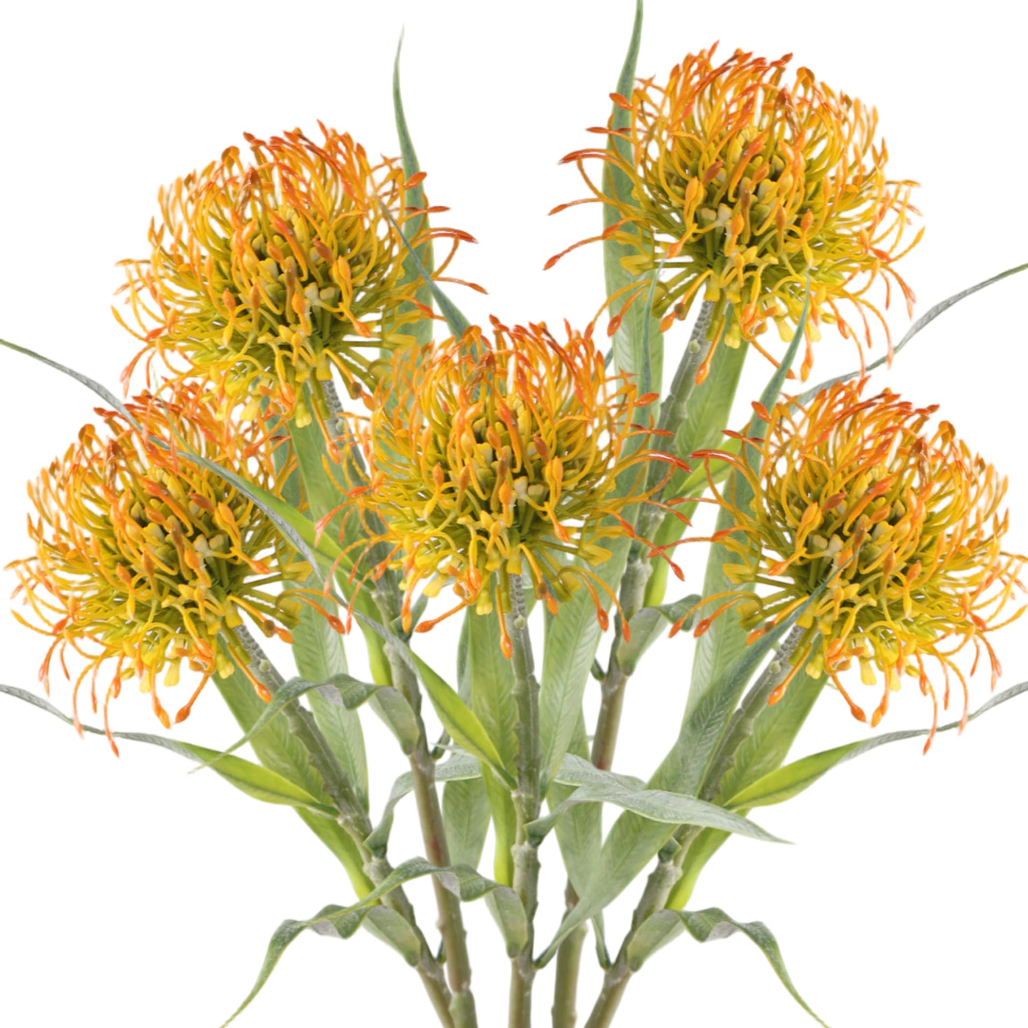 Bonalake 5pcs Artificial Chrysanthemums, 20 inch Height Chrysanthemum Artificial Flowers - Realistic Faux Pincushion Blooms For Home & Event Decor (yellow)