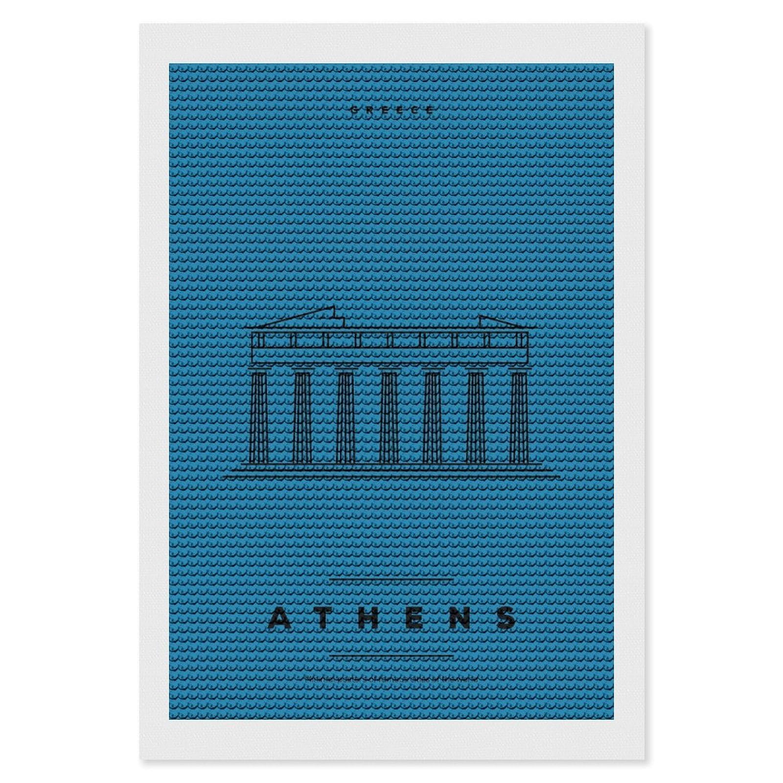 Junmoney Athens Greece(2) Round Drill Diamond Painting 8"x12", for Adults, Creative Leisure Activity, Office Decor, Holiday Gift Idea