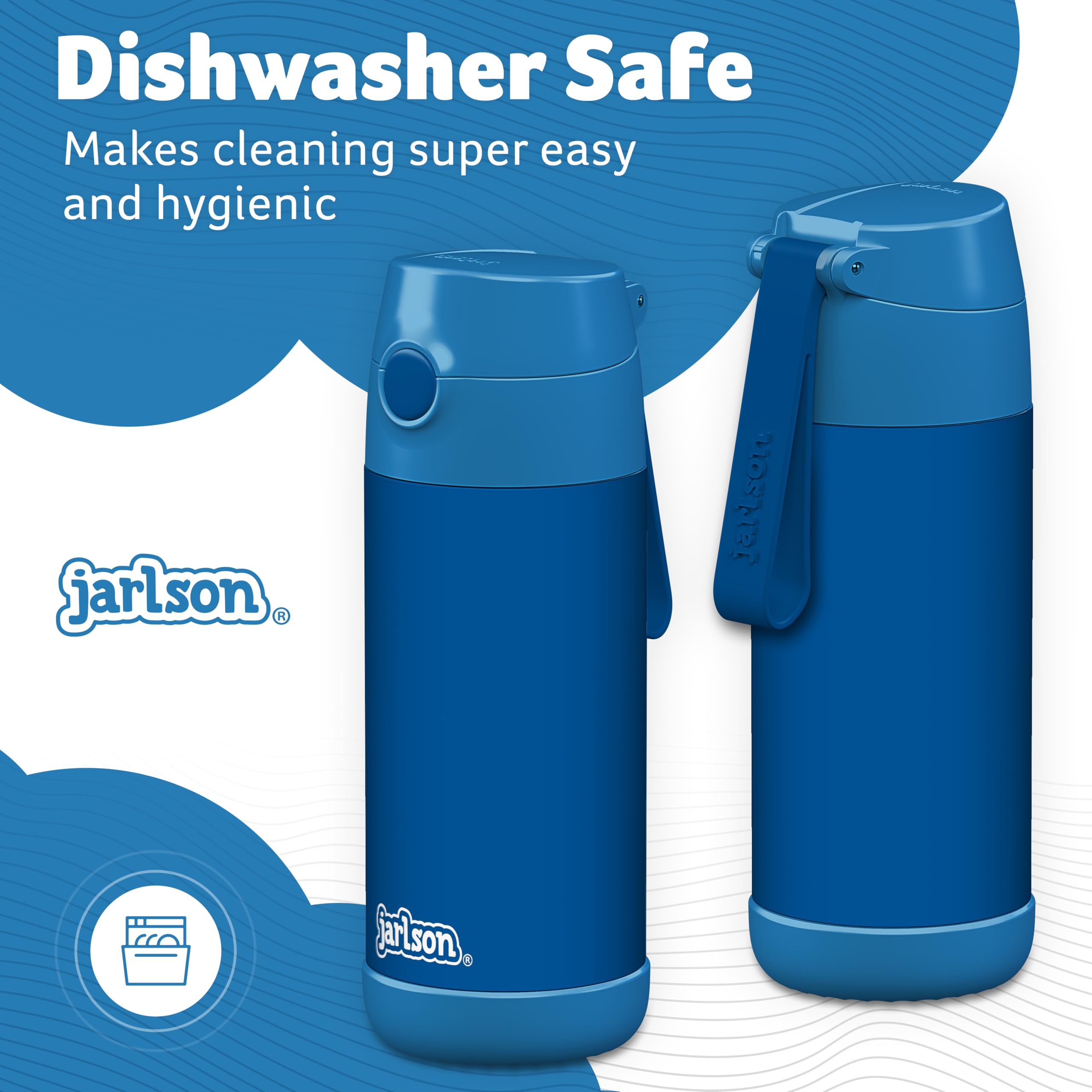 Jarlson Charli Children's Stainless Steel Water Bottle with Straw - Thermos Flask 350 ml - TV Tested - BPA Free - Leak-Proof - Thermal Water Bottle for School, Nursery - Blue, 350 ml - Image 3