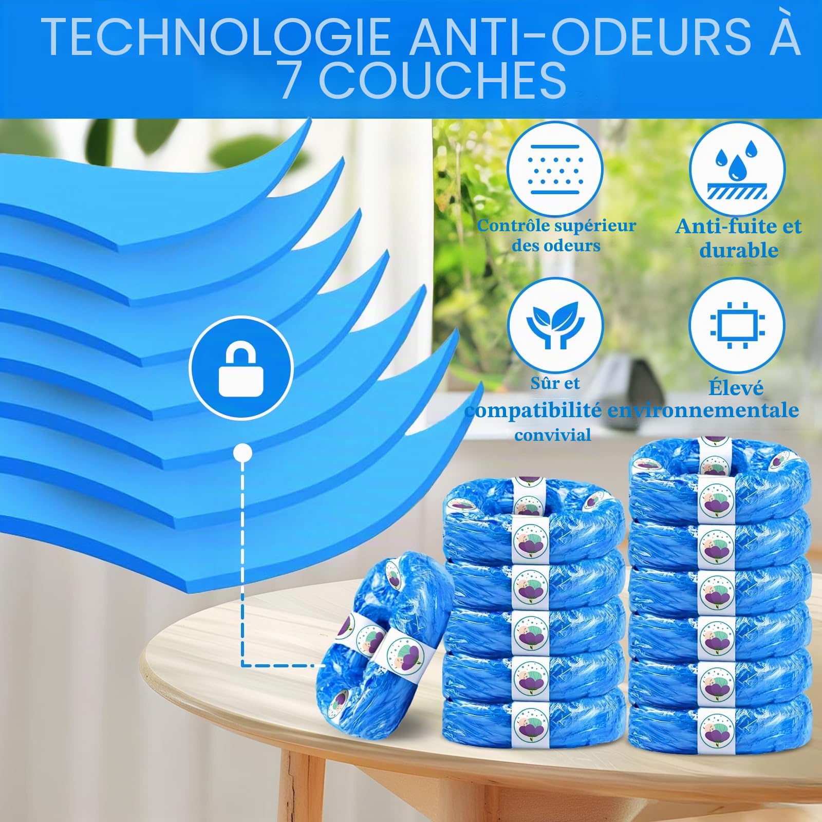 Lot de 12 Recharges Poubelle à Couche 4,5M Compatibles avec Tommee Tippee Twist & Click, Sangenic Tec, Simplee – Anti-Odeur, sans BPA, Sac Poubelle Couche Écologique