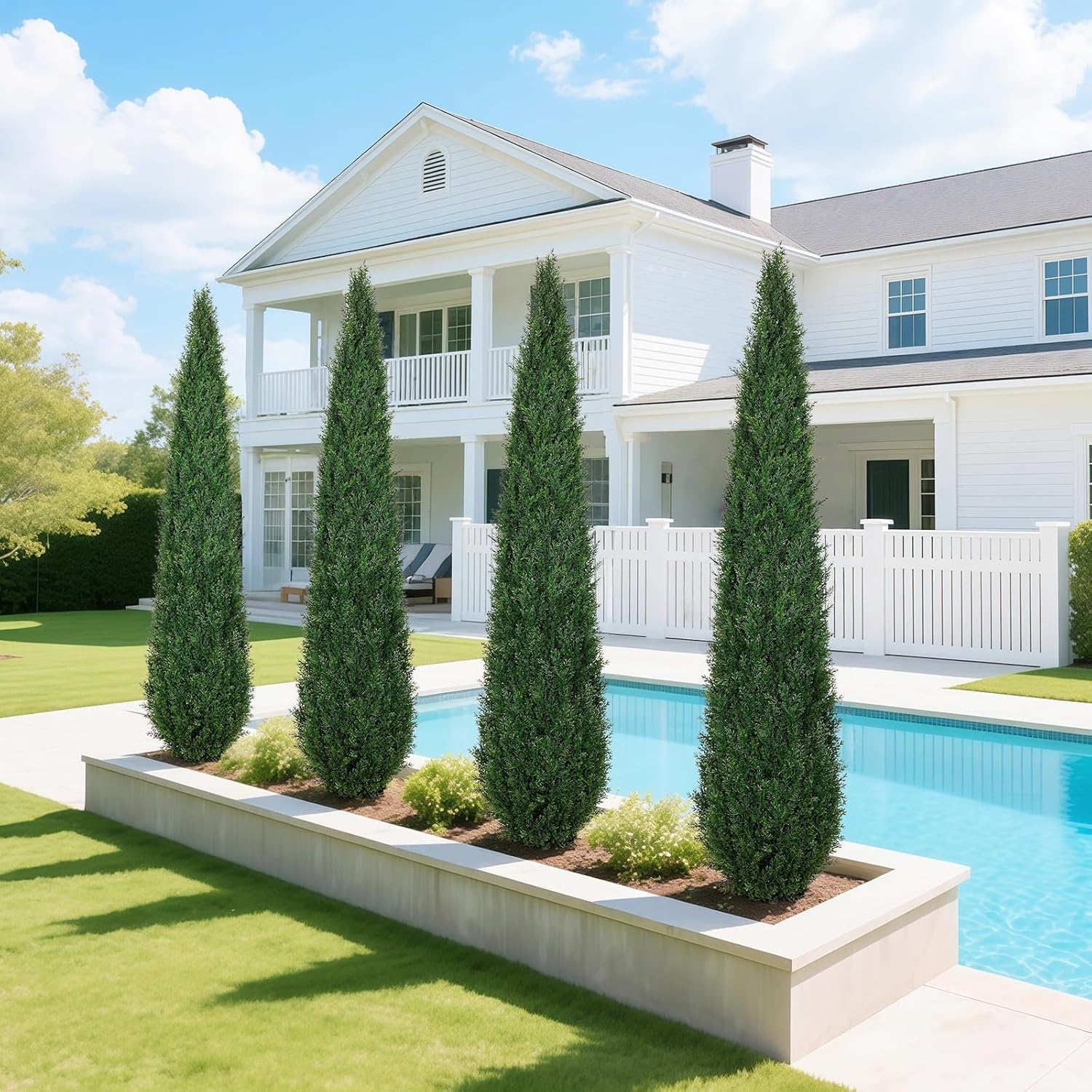 Artificial Cedar Topiary Trees, 6FT Topiary Trees Artificial Outdoor UV Resistant, Realistic Potted Fake Pine Plants Shrubs for Front Porch Home Garden Decor, Set of 2