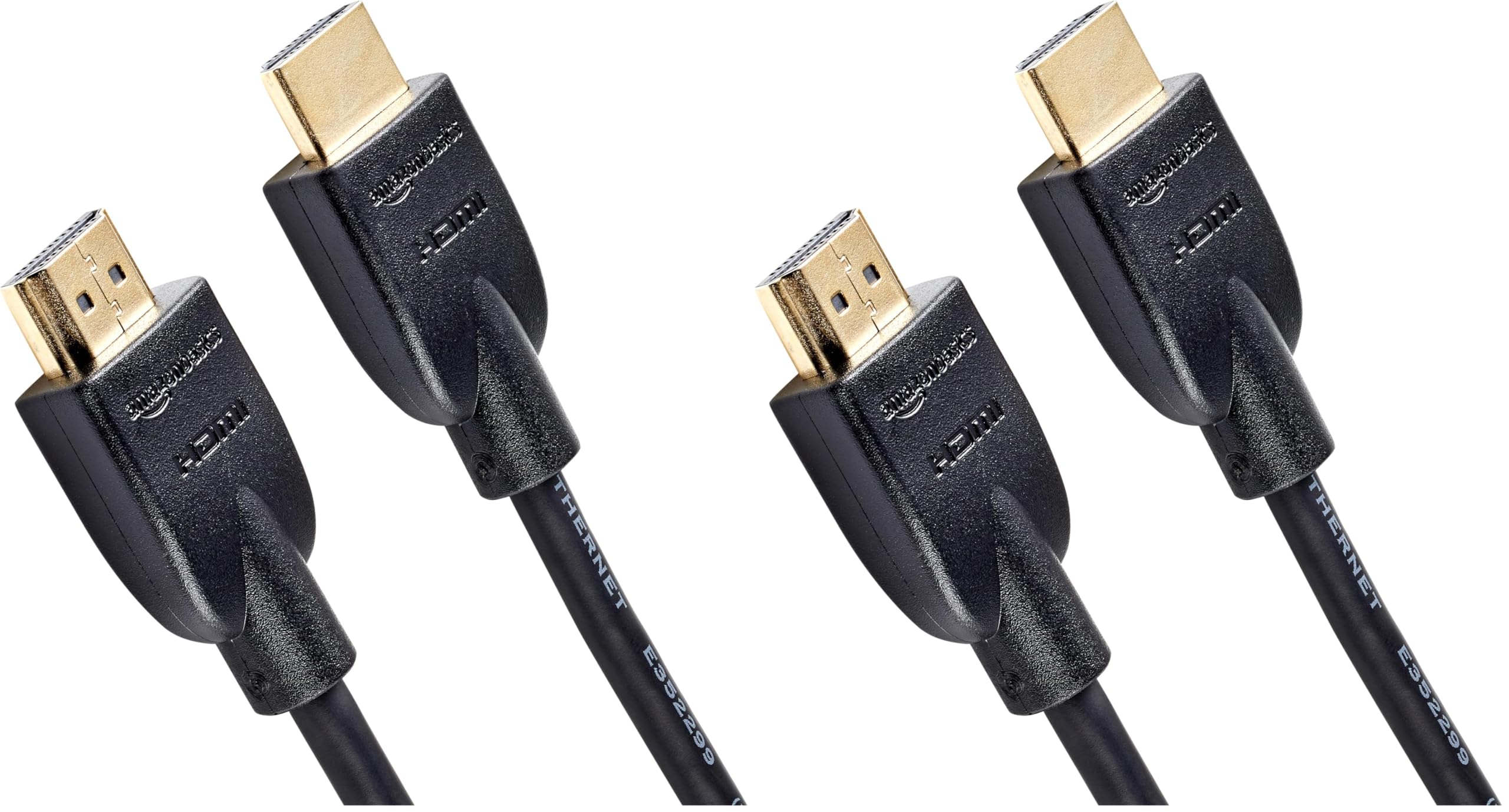 Amazon Basics HDMI Cable, 15 ft, 4K@60Hz, High-Speed 4K HDMI 2.0 Cord, 18Gbps, 2160p, 48 bit, Ethernet, Compatible with TV/PS5/Xbox/Roku, Black (Pack of 2)