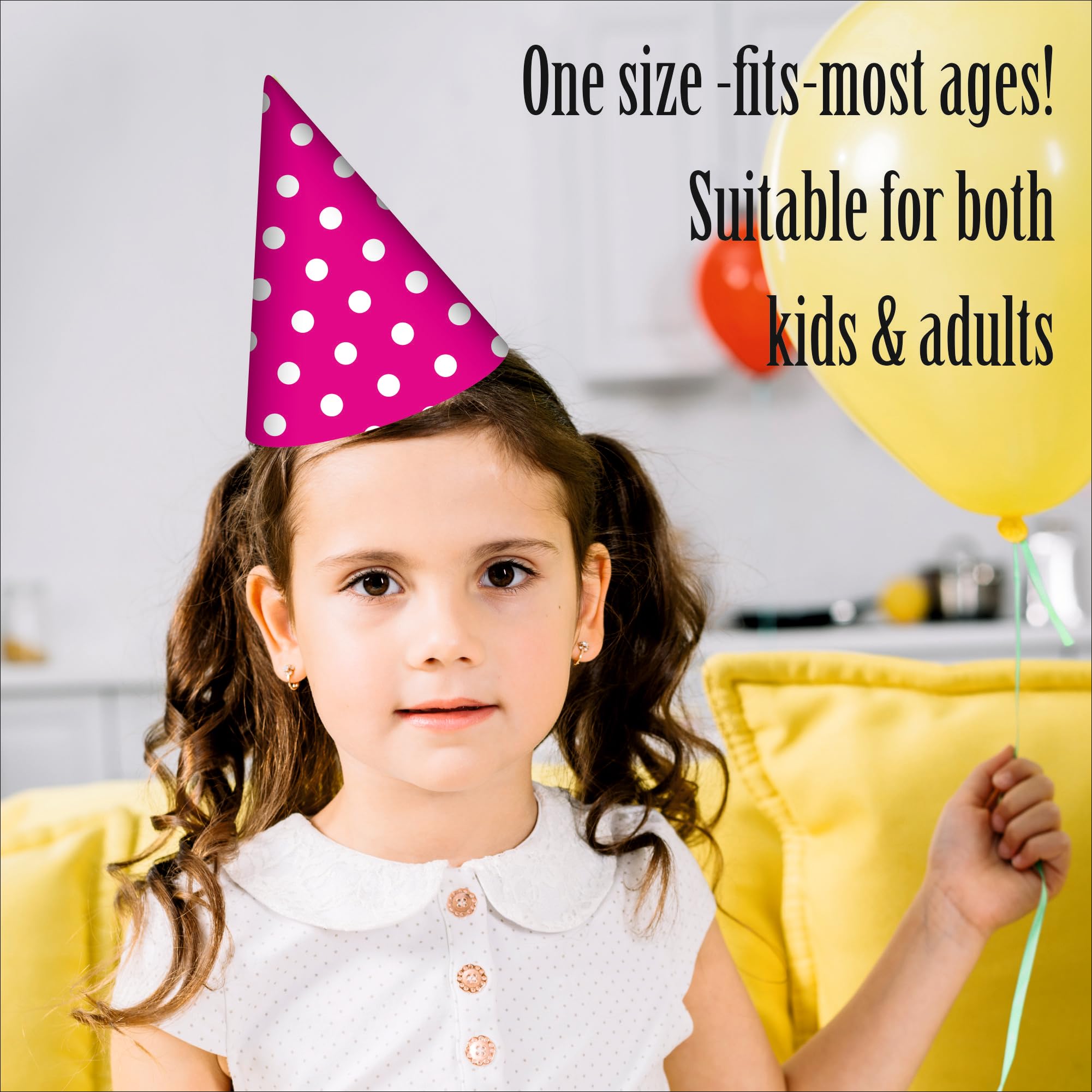 Party Baazaar Pink Polka Dot Birthday Caps | Party Hats for Girls & Kids | Pink Party Hats for Birthdays & Baby Showers (Pack of 10) 2