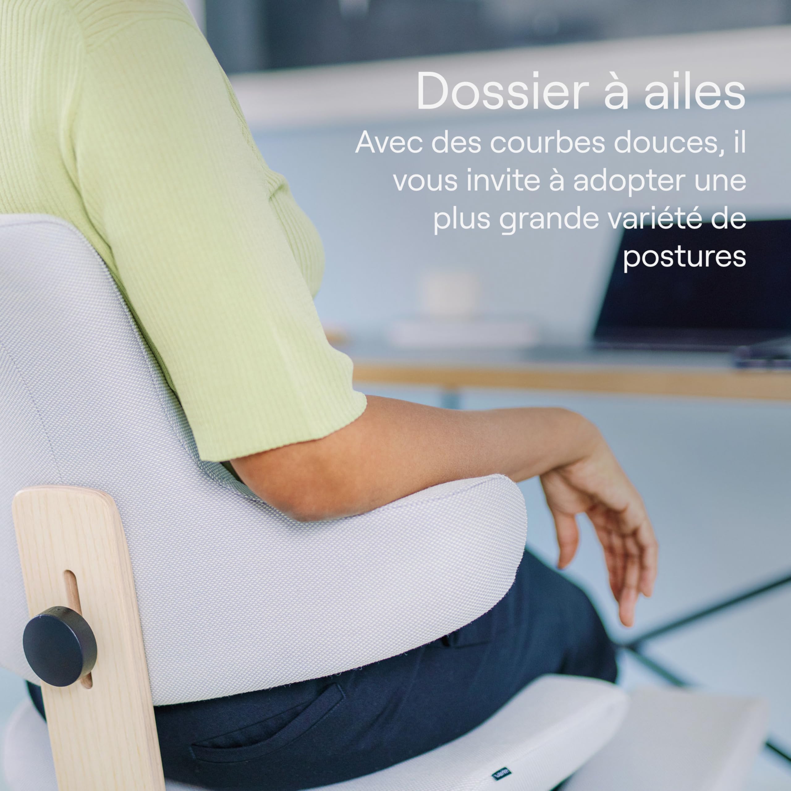 Varier Thatsit Fauteuil genoux ergonomique réglable en hauteur avec dossier et cadre en bois de hêtre pour une assise active Marron/noir