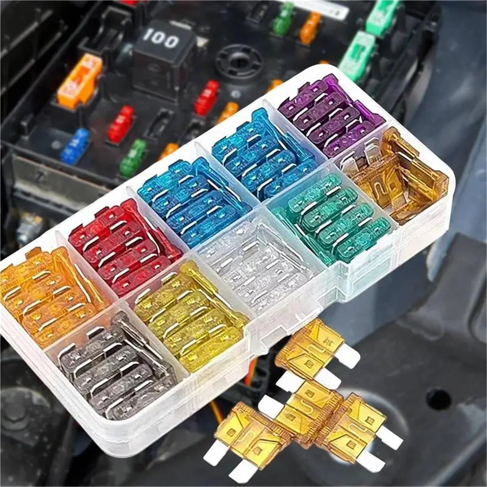 Kit Surtido de fusibles 100X Fusibles pequeños Fusible de Perfil bajo Fusibles de Repuesto for automóviles eficientes(Medium Size)