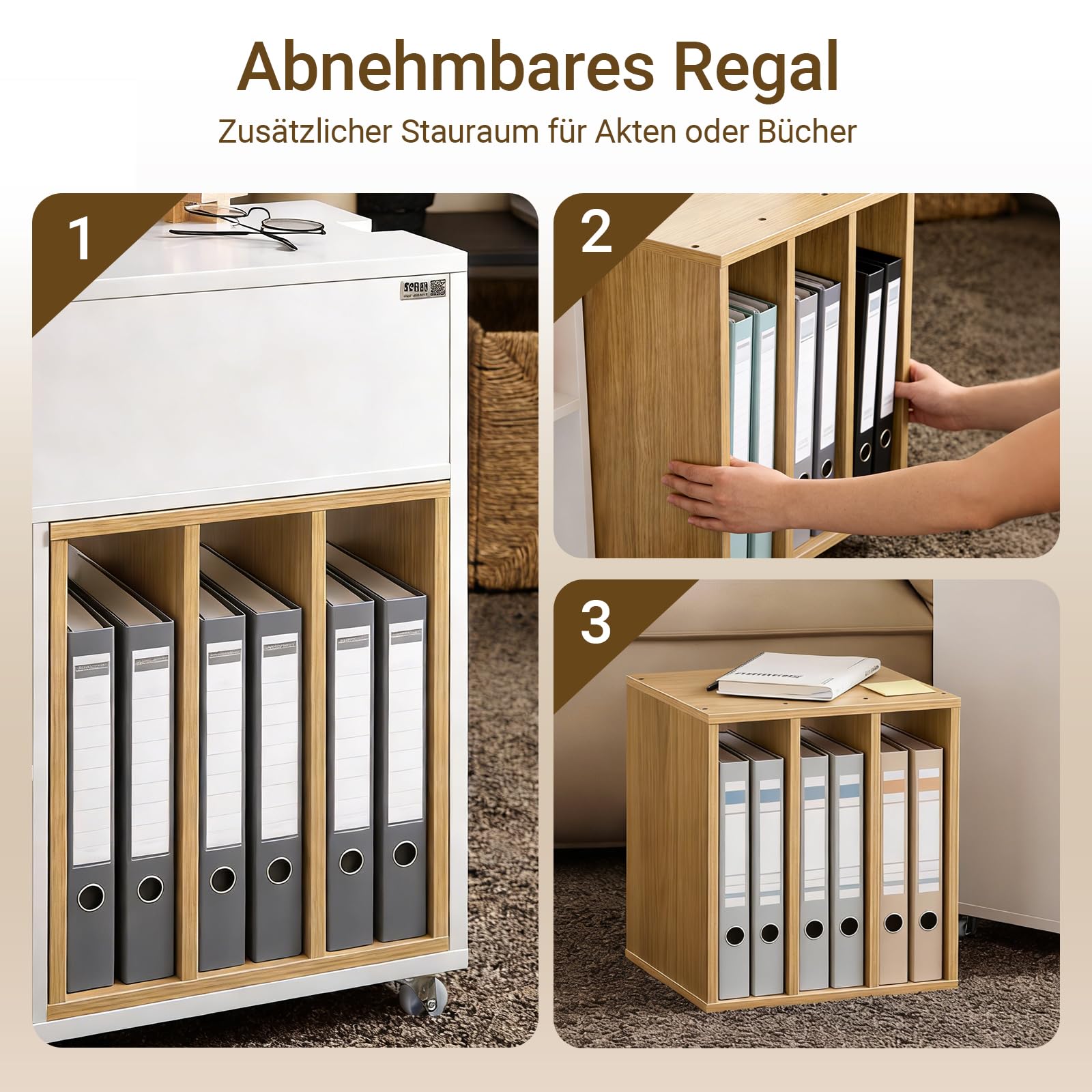 SoBuy Büro Rollcontainer mit Klappplatte 30x61x70cm